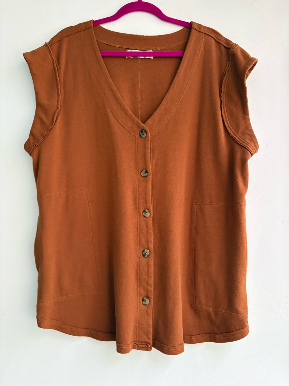 Free People burnt orange Button Down top with pockets 🔥FP beach